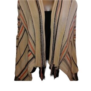 Goddis Fringed Coral/Cream Cardigan - M/L - B12